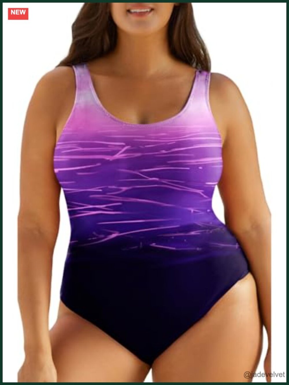 Plus Size One Piece Swimsuit Crisscross Back Tummy Control Bathing Suit